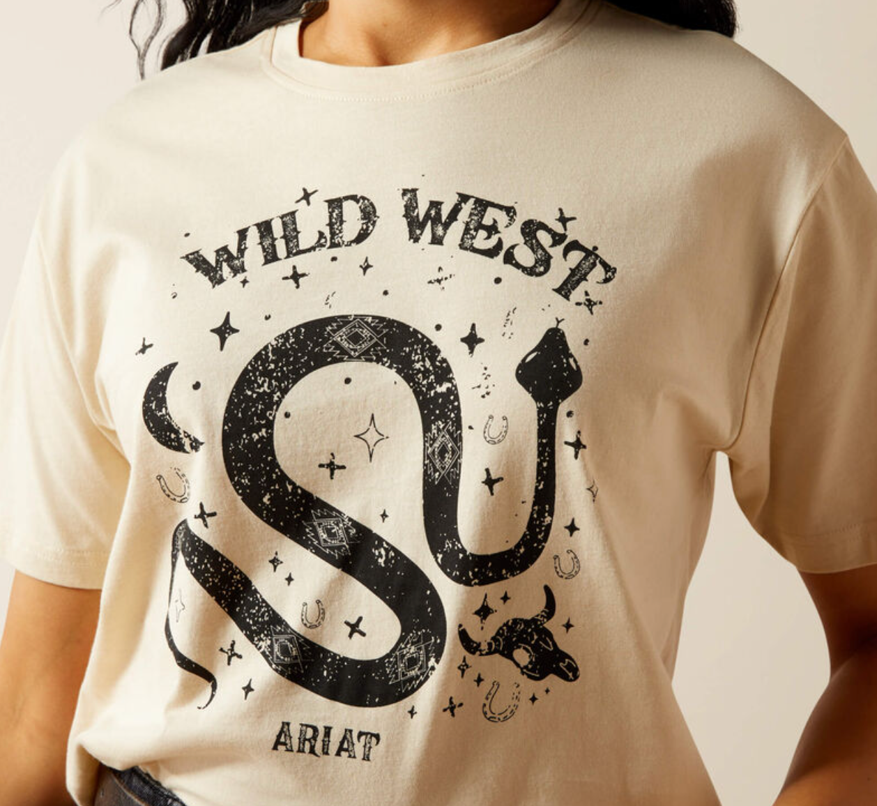 10065943 ARIAT WOMENS INKED T-SHIRT- OYSTER GRAY