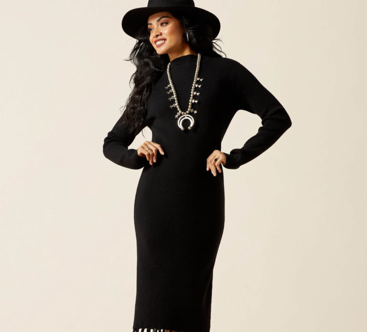 10065954 ARIAT ALICIA SWEATER DRESS BLACK