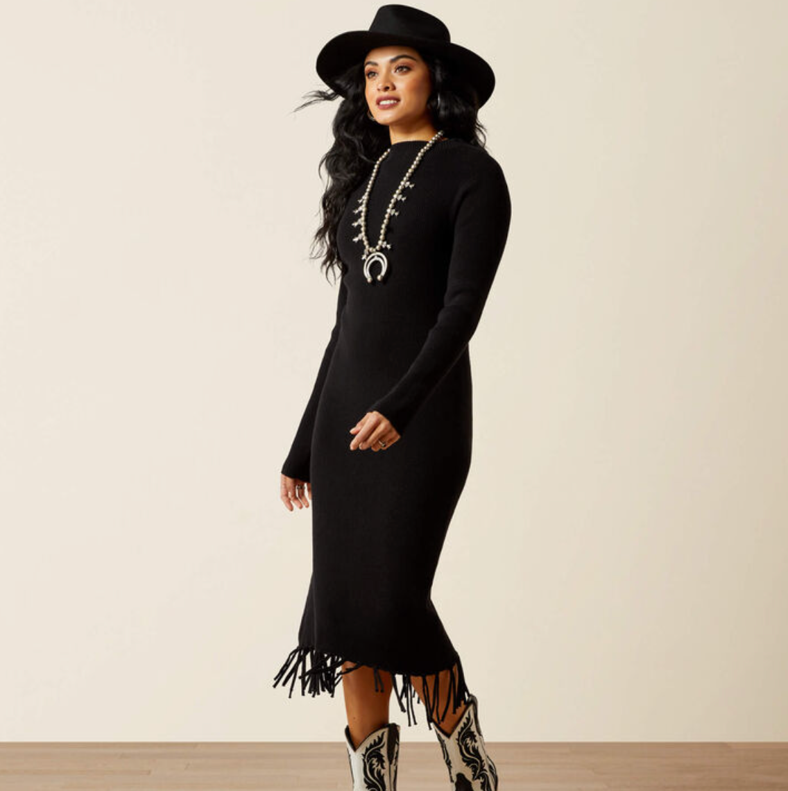 10065954 ARIAT ALICIA SWEATER DRESS BLACK