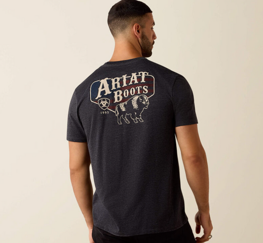 10071195 ARIAT AMERICAN BISON CLASSIC FIT T-SHIRT CHARCOAL HEATHER