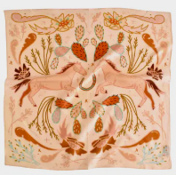 Wild Horse Prairies in Peach Cowgirl Wild Rag: Western Scarf Bandana Silk Tencel Wildrag Western Giftable