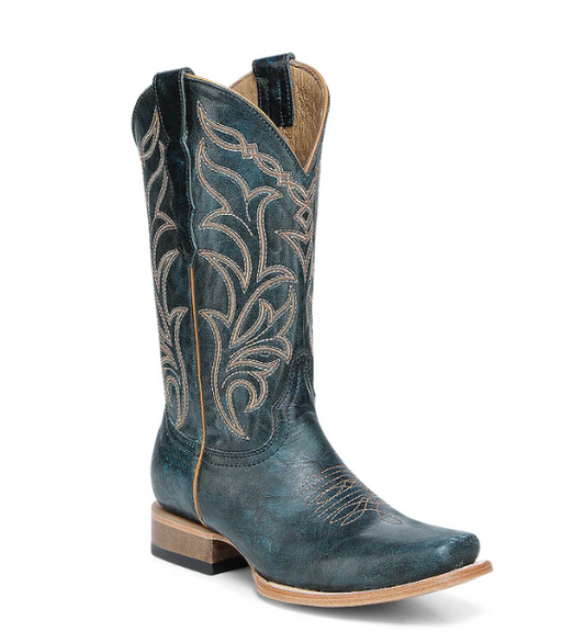 L6319-M CIRCLE G LADIES NAVY BLUE EMBROIDERY SQUARE TOE