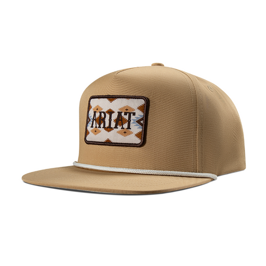 A300097308 ARIAT MENS CAP SNAP BACK SOUTHWESTERN PATCH TAN