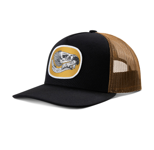 A290002801 ARIAT MENS CAP SNAP BACK EAGLE SKULL PATCH BLACK