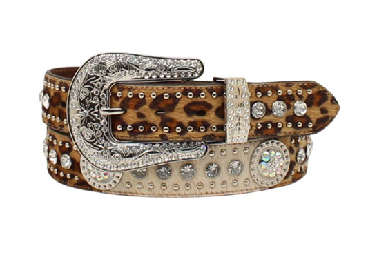 N320003402 NOCONA WOMEN'S CALF HIDE AND LEOPARD PRINTBLING BELT