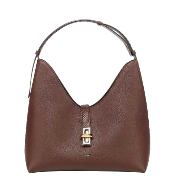 DU833-BG CUADRA CHOCOLATE PYTHON STITCHING BAG