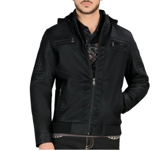 LAM593 LAMASINI PU/NYLON JACKET - BLACK