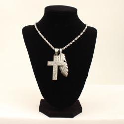 32140 TWISTER NECKLACE CROSS & FEATHER