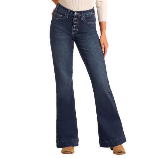 W8H4165 ROCK N ROLL BUTTON FLY HIGH RISE TROUSERS