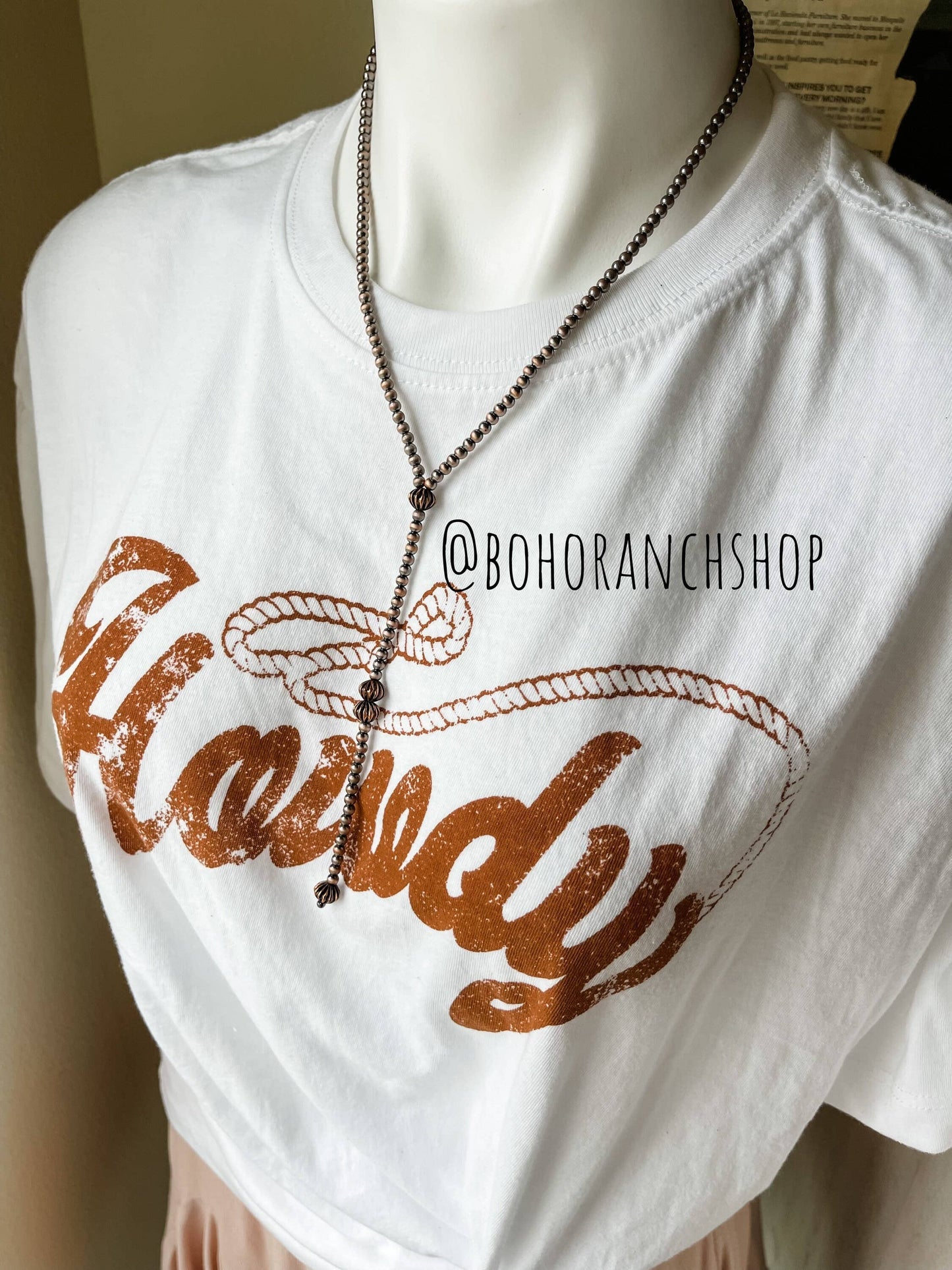 NAVAJO STYLE Y NECKLACE WESTERN PENDANT NECKLACE: COPPER
