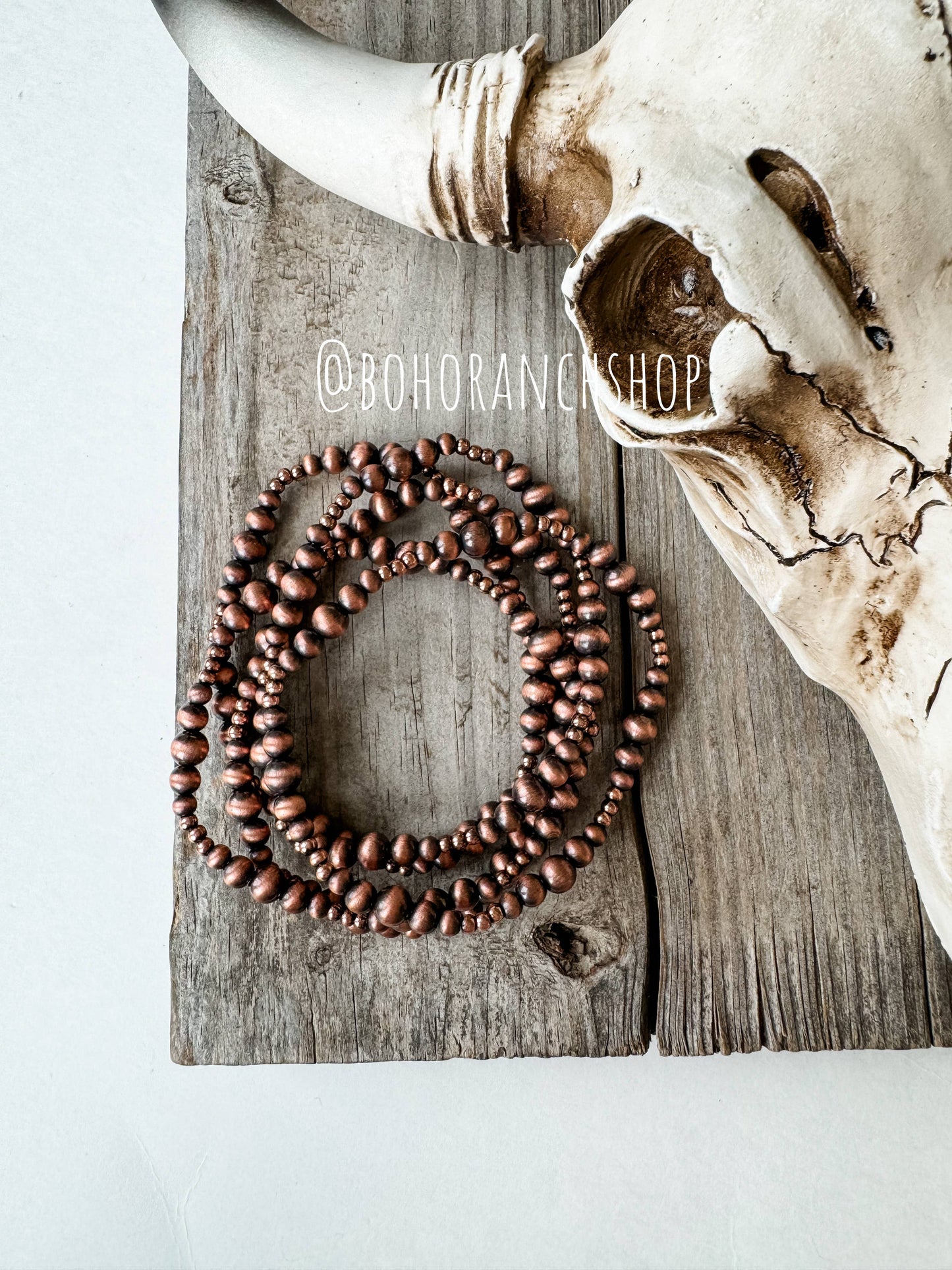 WESTERN NAVAJO STYLE PEARL STACKABLE BRACELETS: COPPER