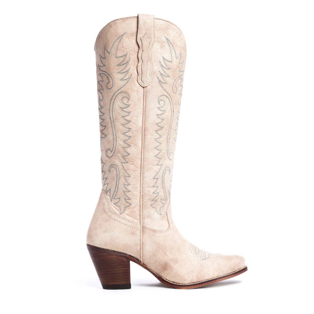 Syllvia Prairie Leather Boots in Ivory: White