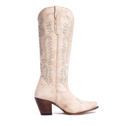 S-10603 MYRA Syllvia Prairie Leather Boots in Ivory: White