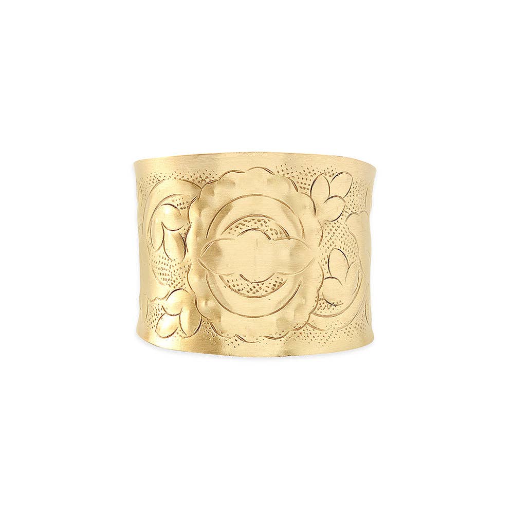 Medallion Sun Cuff Bracelet: Golden