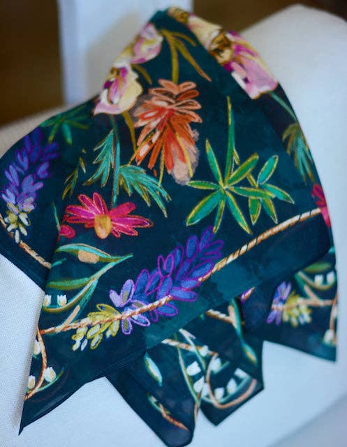 VIVID WILDFLOWERS WESTERN COWGIRL SILK WILD RAG SCARF