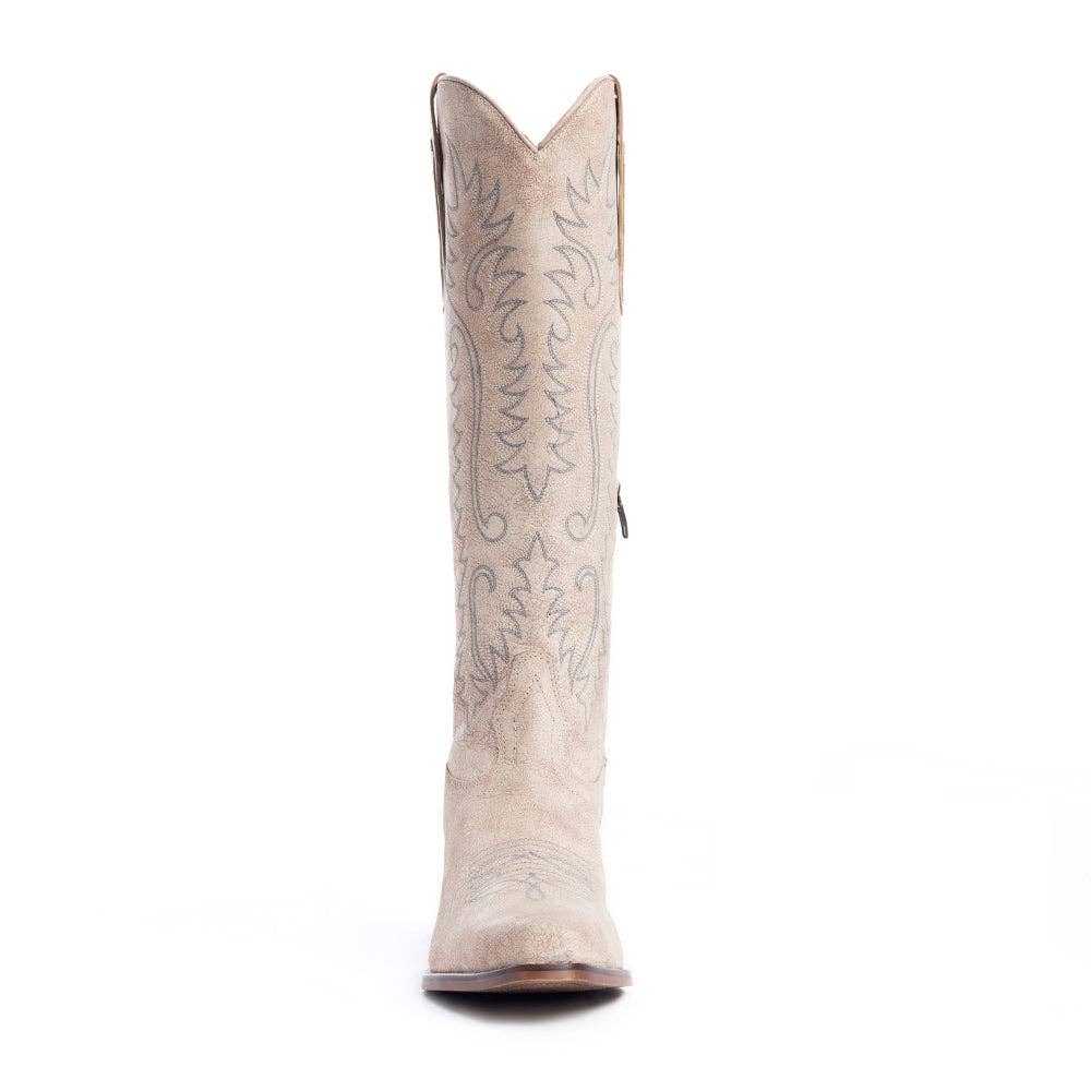 Syllvia Prairie Leather Boots in Ivory: White