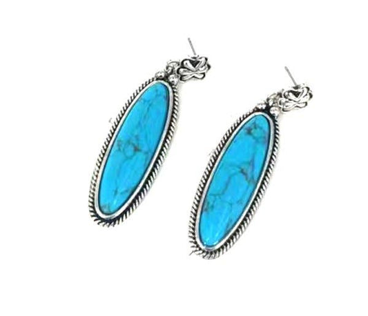 Western Turquoise Teardrop Dangle Earring