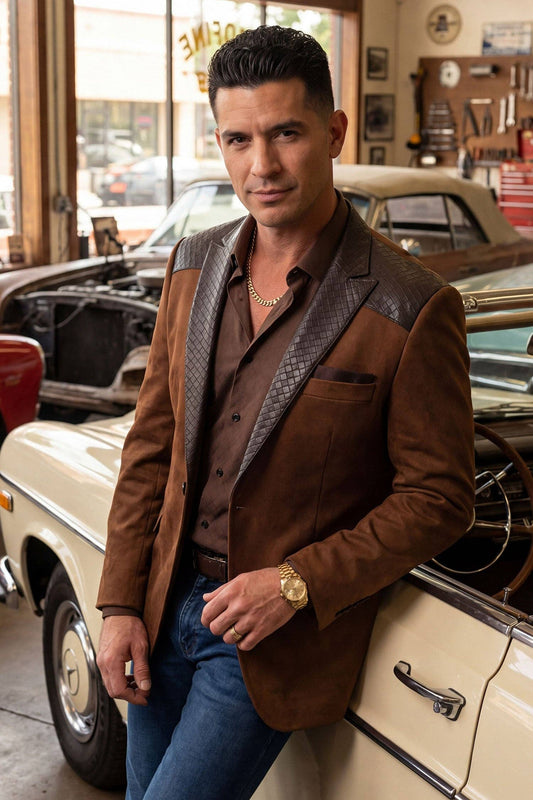 Echelon Western Blazer: Brown Chocolate