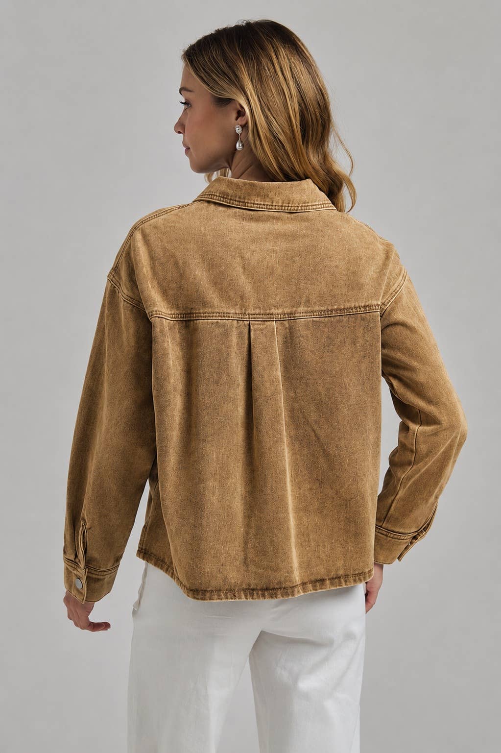 VINTAGE WASHED WESTERN INSPIRED SHACKET WITH UTILITY BIG 3D : VINTAGE TAUPE