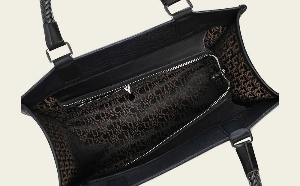 DU686 CUADRA BLACK MONOGRAM TOP HANDLE HANDBAG