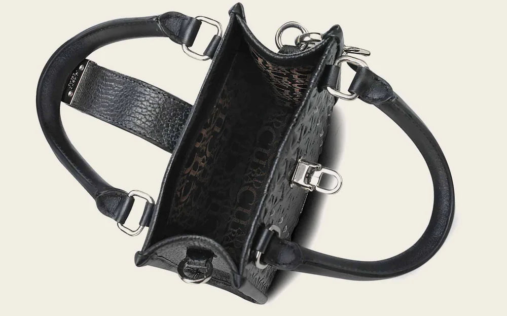 DU690 CUADRA BLACK STINGRAY GEOMETRIC TOP HANDLE HANDBAG