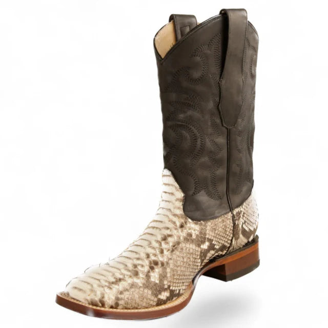 822N5749 LOS ALTOS BOOTS PYTHON SUEDE FINISH WIDE SQUARE TOE (NATURAL)