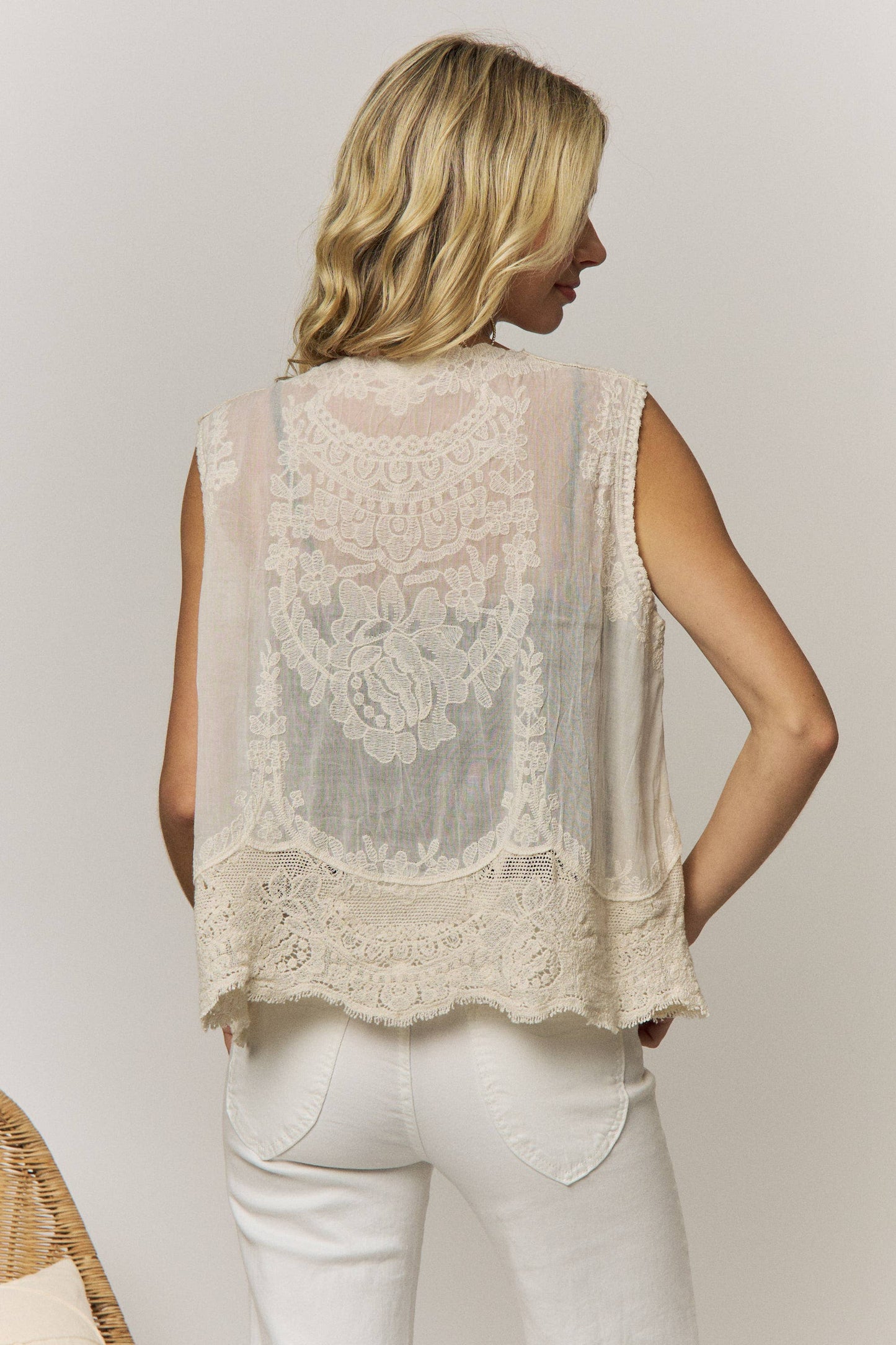 BOHO LACE DETAIL BLOUSE - LET4521: Beige