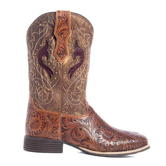S-10612 MYRA Gianna Hand-tooled Boots: Brown