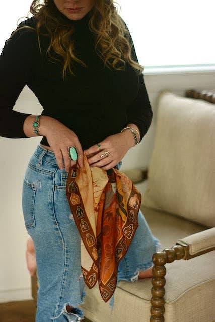 ROUND UP SILK WESTERN COWGIRL WILD RAG SCARF