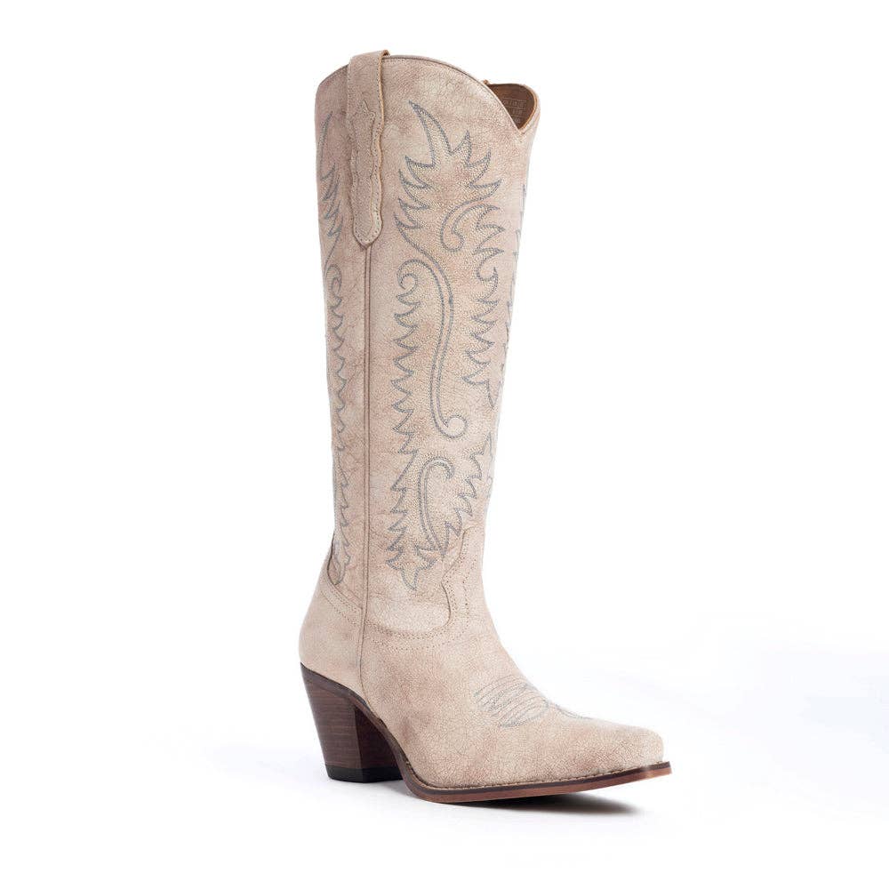 Syllvia Prairie Leather Boots in Ivory: White
