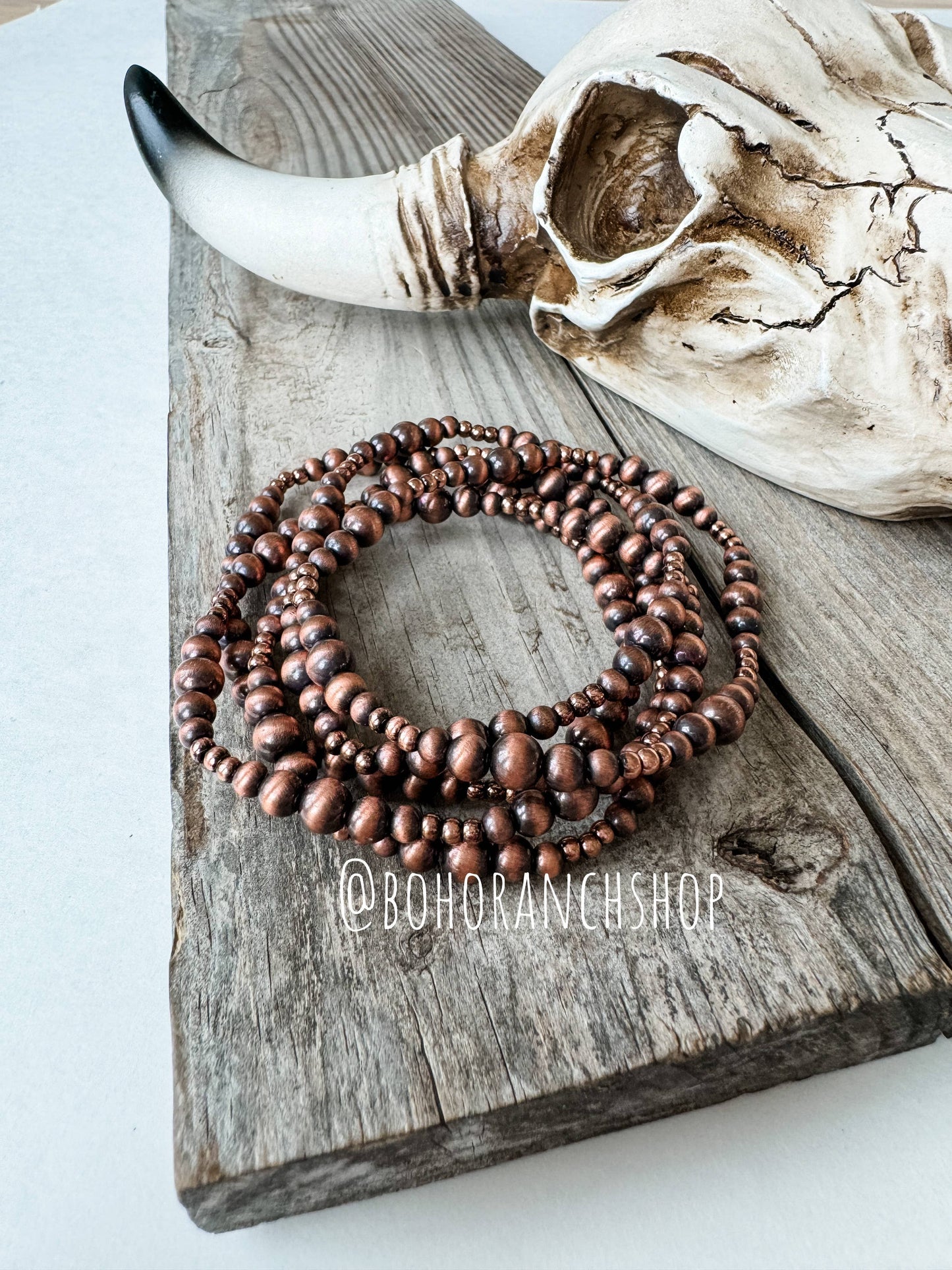 WESTERN NAVAJO STYLE PEARL STACKABLE BRACELETS: COPPER