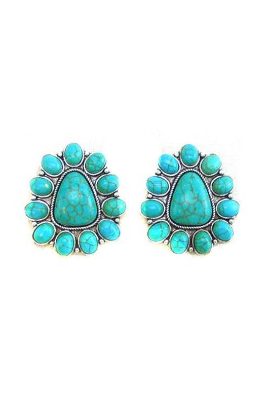WESTERN CONCHO POST EARRINGS: TURQUOISE
