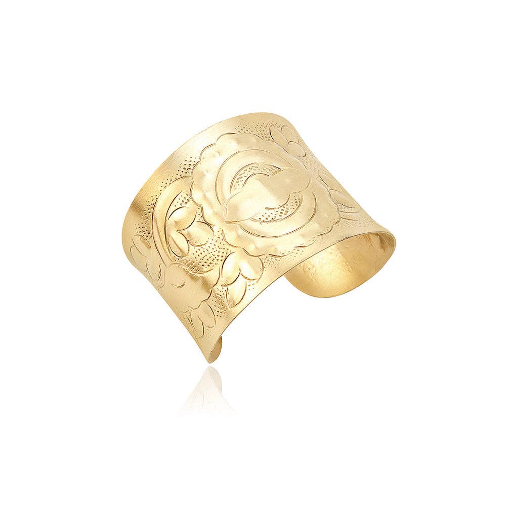 Medallion Sun Cuff Bracelet: Golden