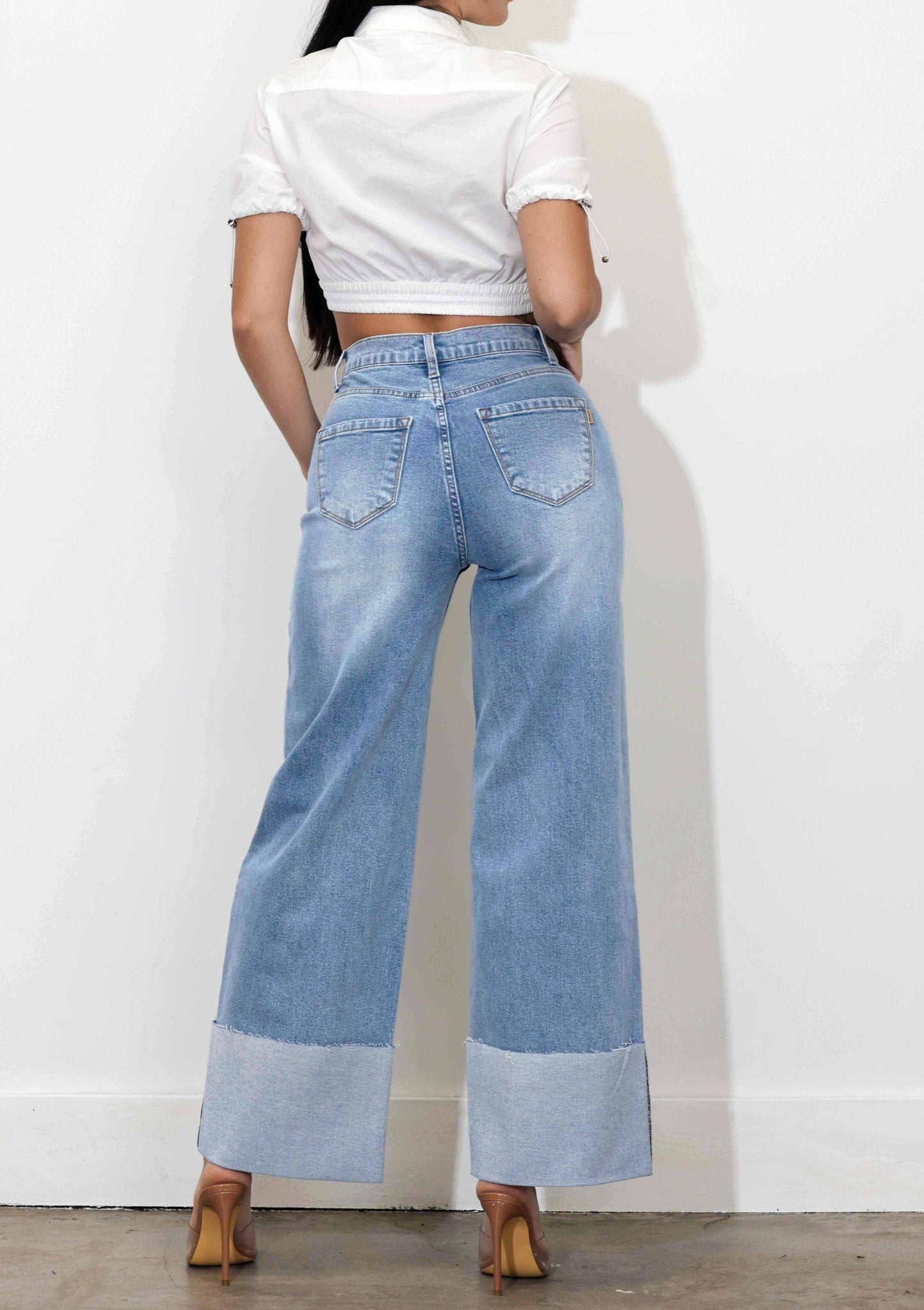 P6180 WIDE LEG JEANS - Rigid with Comfort Stretch: Dark Stone