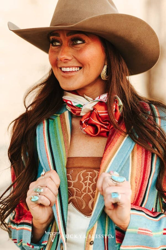 Floral Contrast Horse Printed Wild Rag