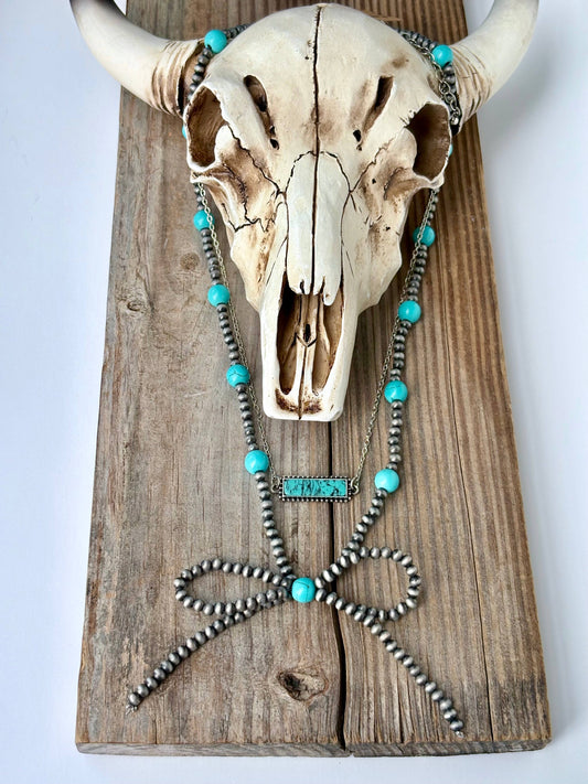 2 LAYER WESTERN STYLE COQUETTE BOW & PENDANT NECKLACE: BAR
