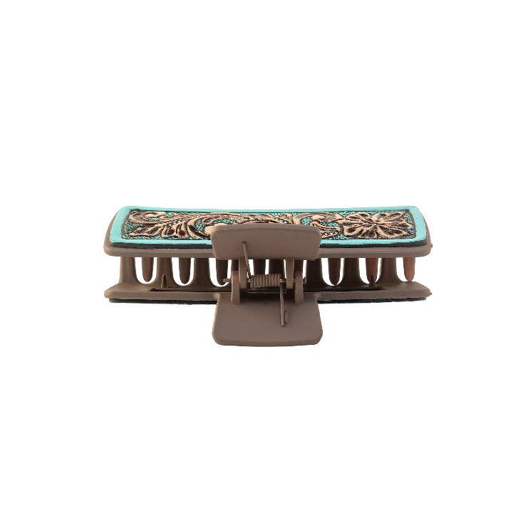 High Vista Hair Comb Clip In Turquoise: Turquoise-Embossed