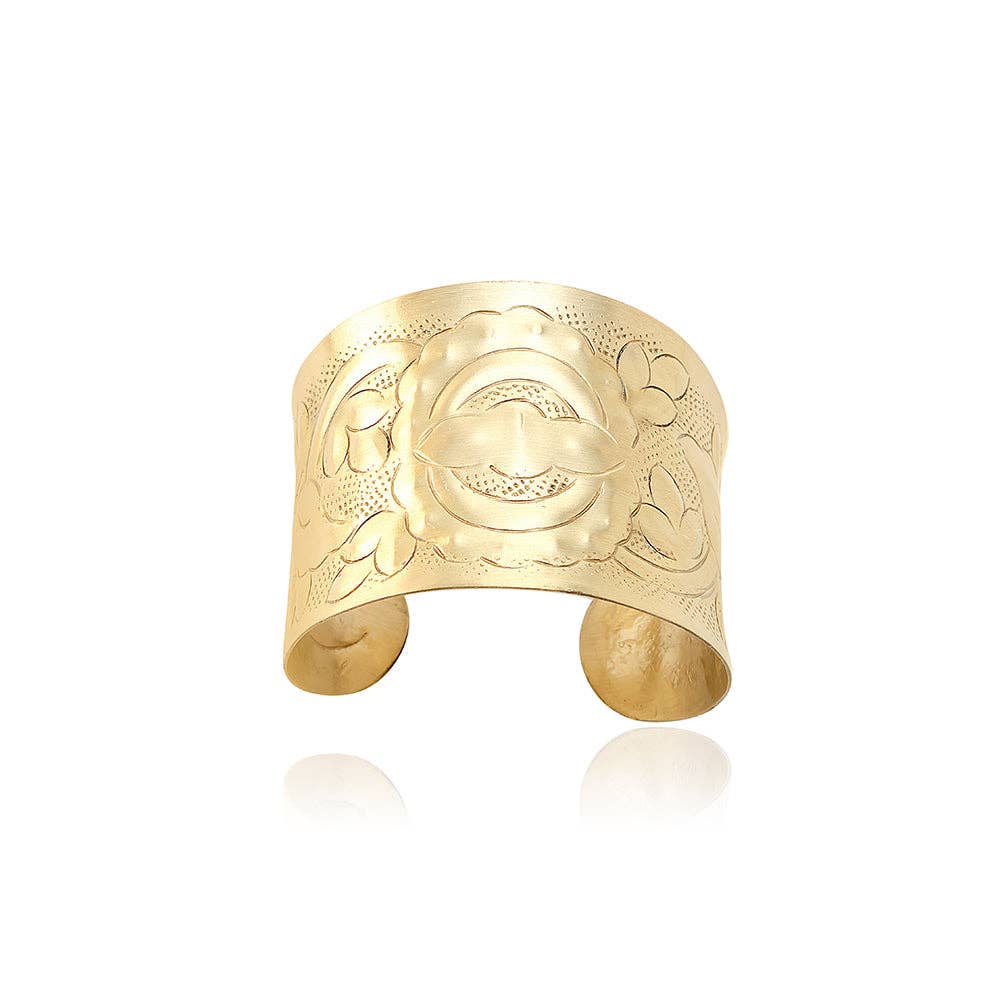 Medallion Sun Cuff Bracelet: Golden