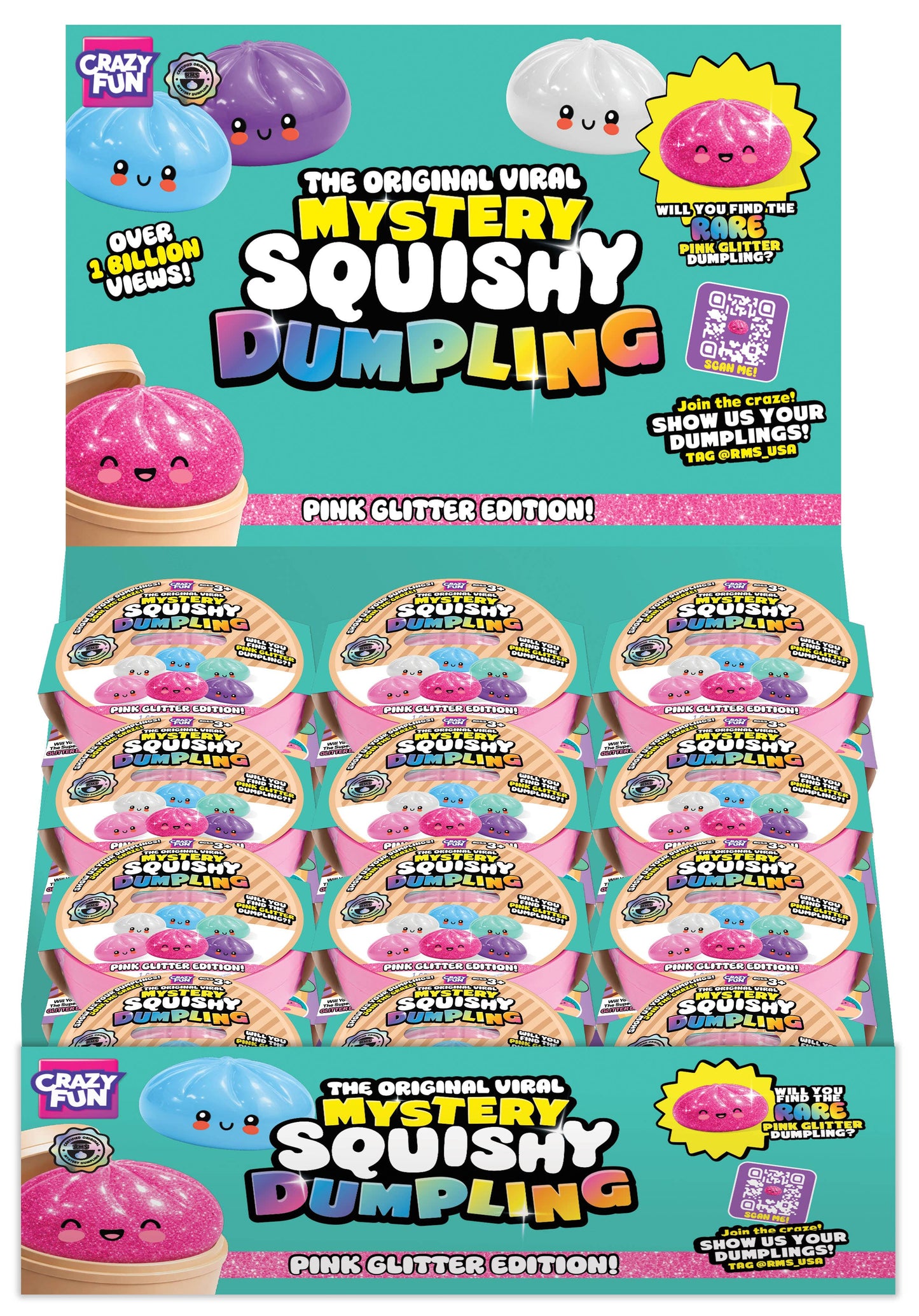 RMS® Crazy Fun™ Pink Mystery Glitter Bao Bun – Rare Chase