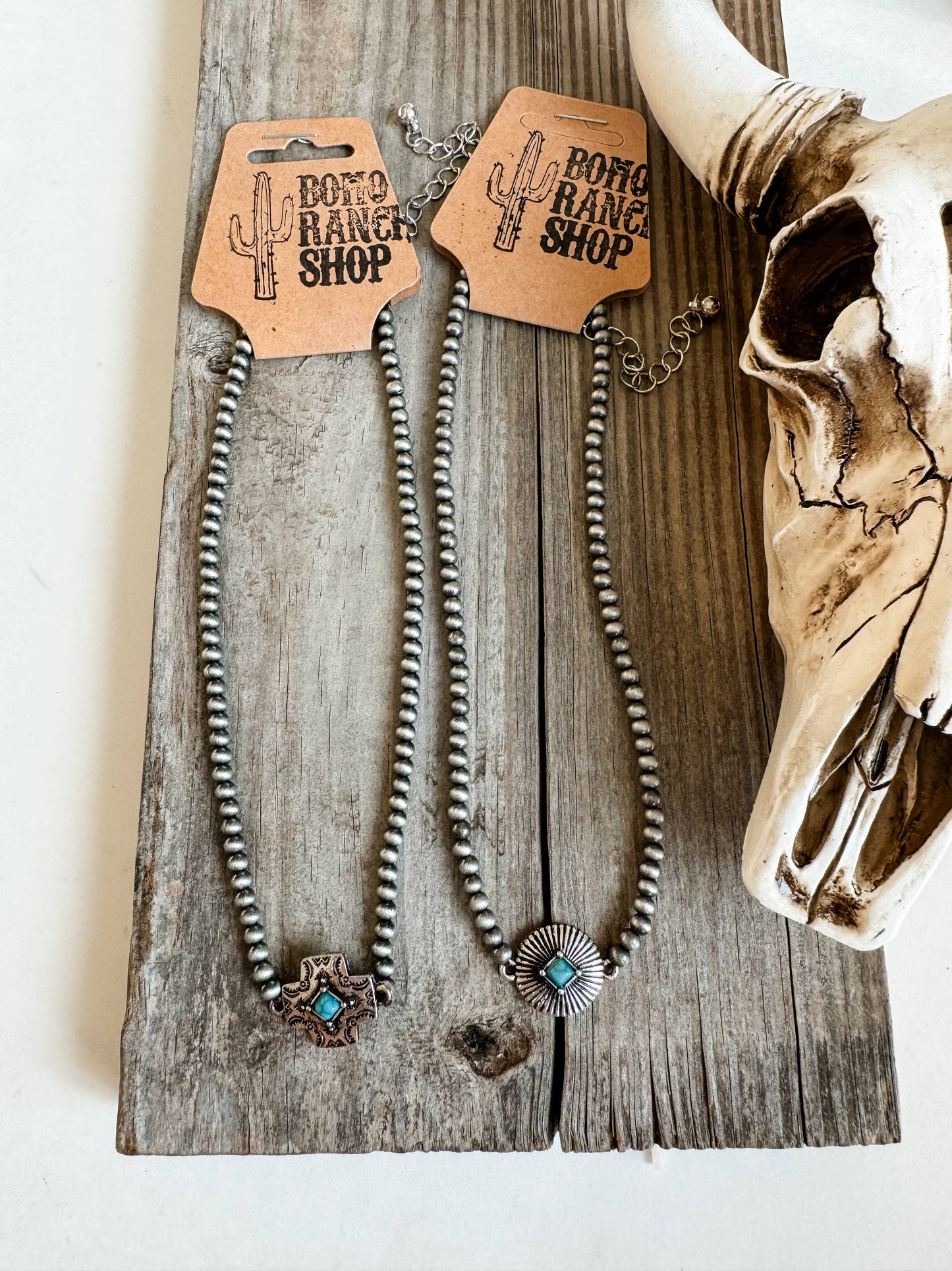WESTERN TURQUOISE CHOKER NECKLACE: CROSS