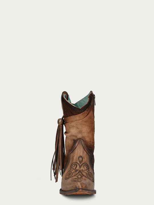 F1255 CORRAL LAMB SIDE FRINGE BROWN BOOTIE