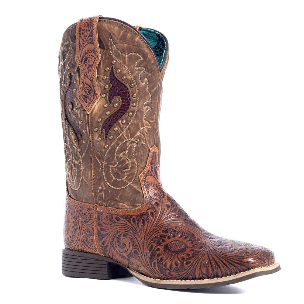 Gianna Hand-tooled Boots: Brown