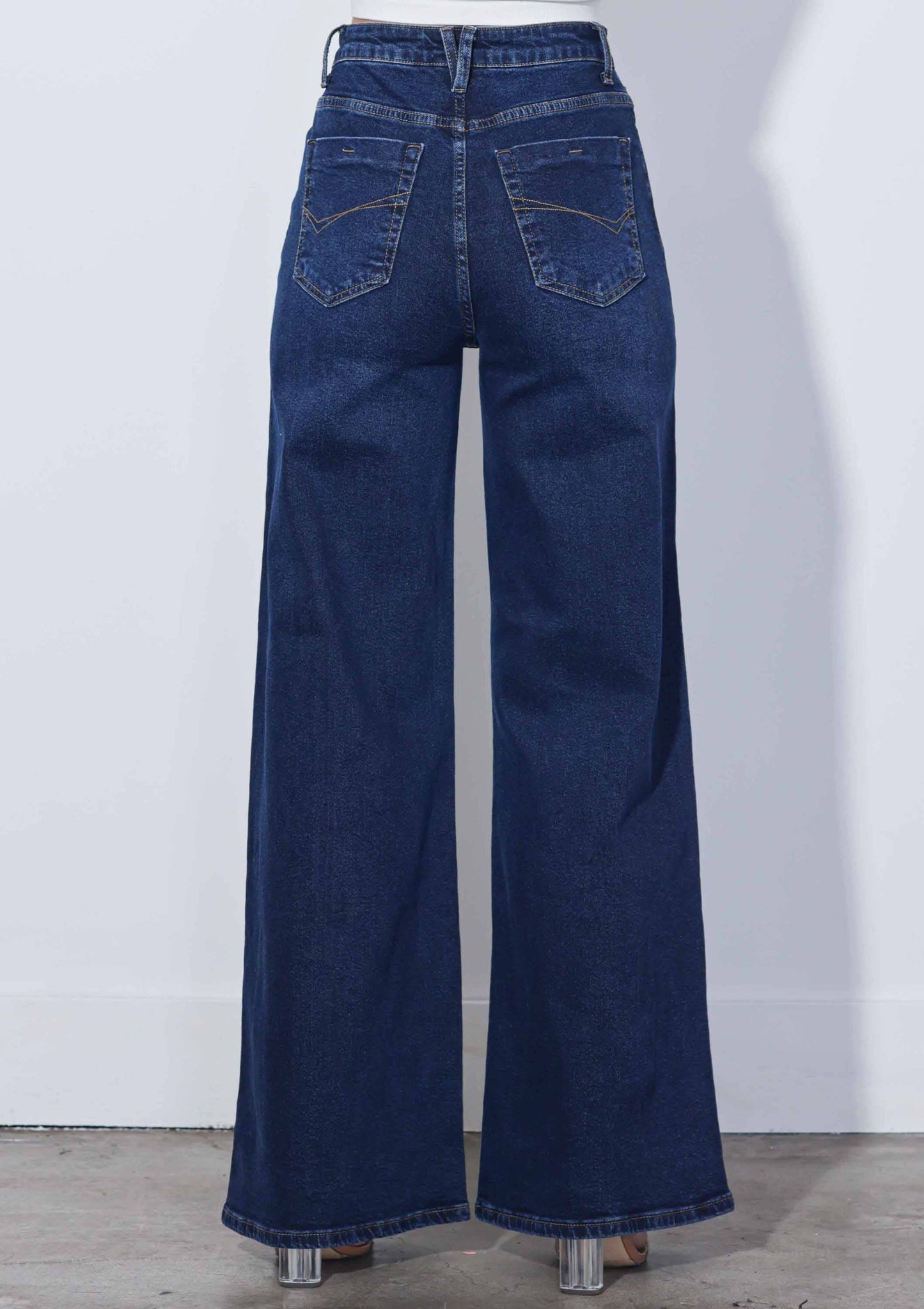 XPT409DS High-Rise Extra Wide Leg Jeans: Dark Stone