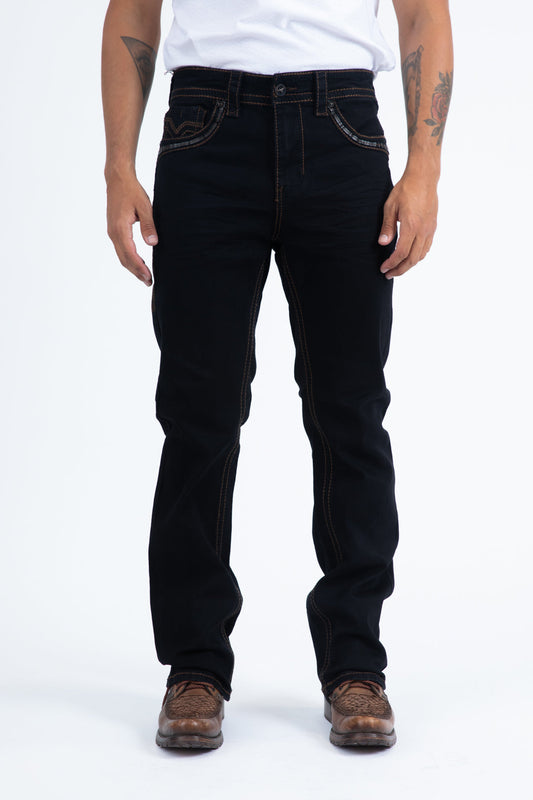 PHD11106 PLATINI HOLTS MEN'S BLACK SLIM BOOT CUT JEANS