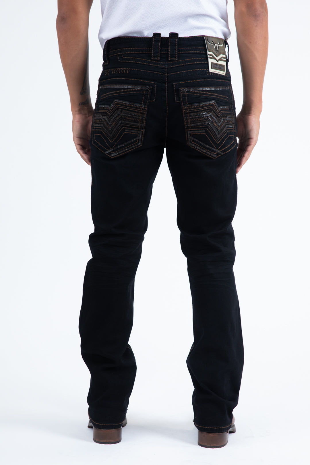 PHD11106 PLATINI HOLTS MEN'S BLACK SLIM BOOT CUT JEANS
