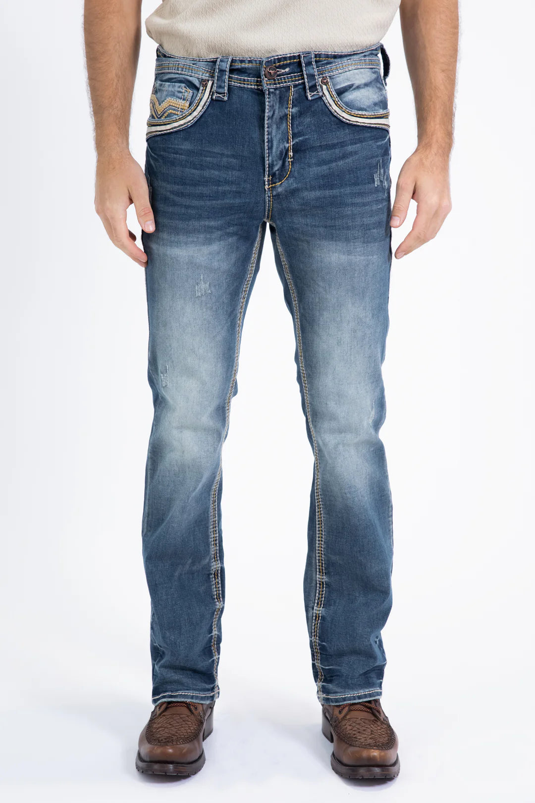 PHD10321 PLATINI HOLT MEN'S BLUE SLIM BOOT CUT JEANS