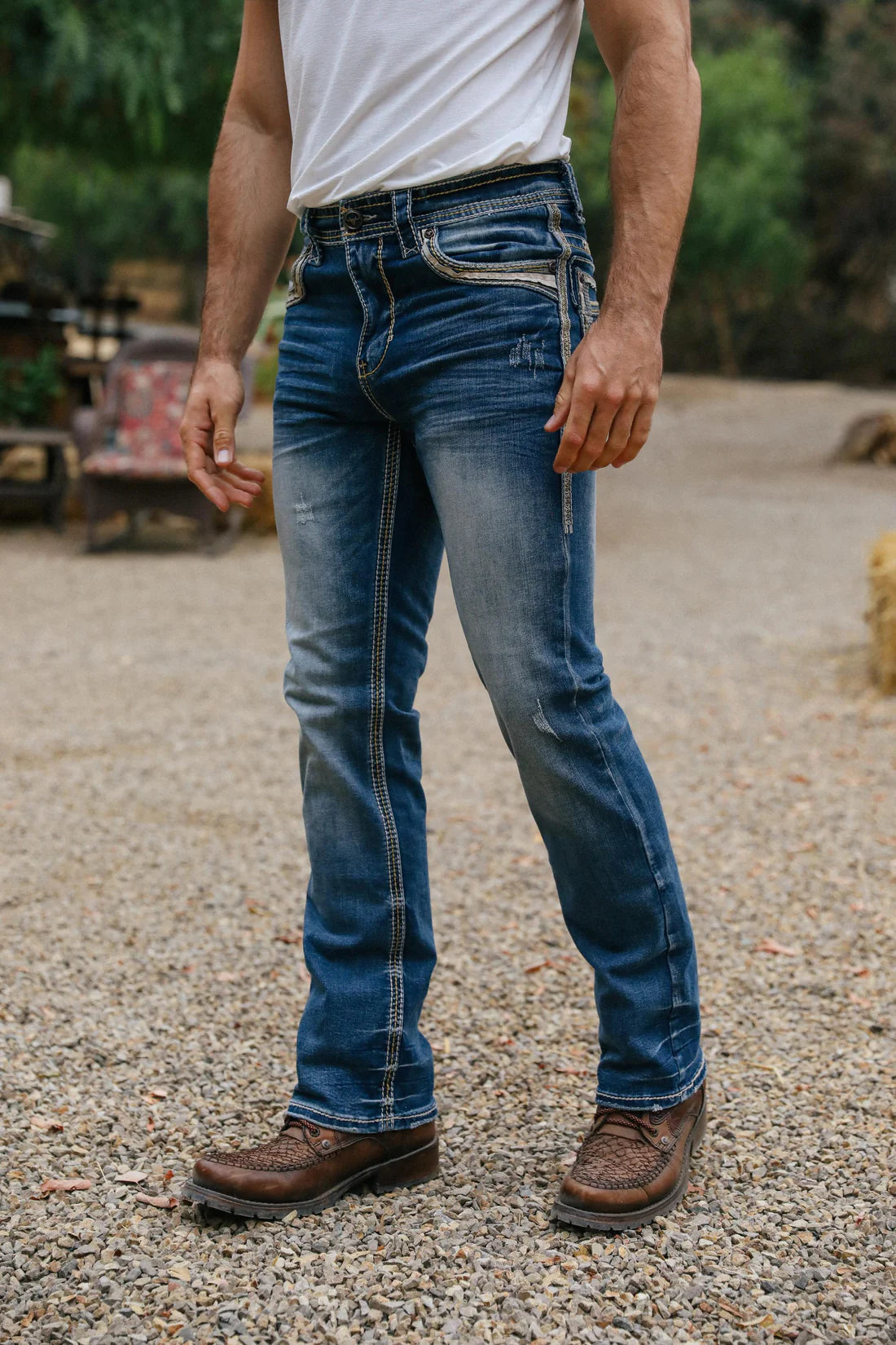 PHD10321 PLATINI HOLT MEN'S BLUE SLIM BOOT CUT JEANS