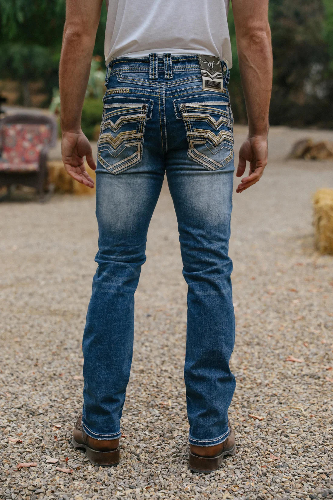 PHD10321 PLATINI HOLT MEN'S BLUE SLIM BOOT CUT JEANS