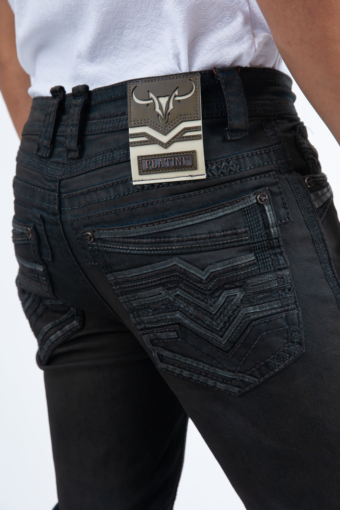 PHD11101 PLATINI HOLTS MEN'S DARK STONE SLIM BOOT CUT JEANS
