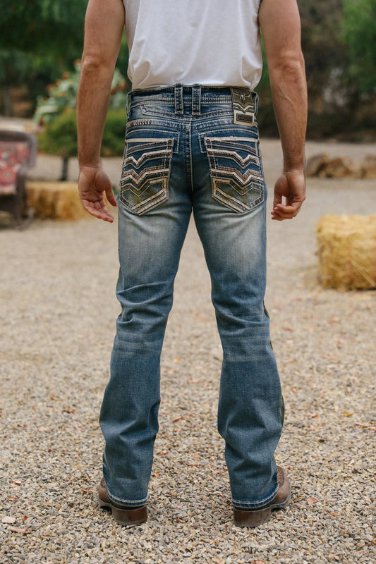 PHD10319 PLATINI HOLT MEN'S BLUE SLIM BOOT CUT JEANS